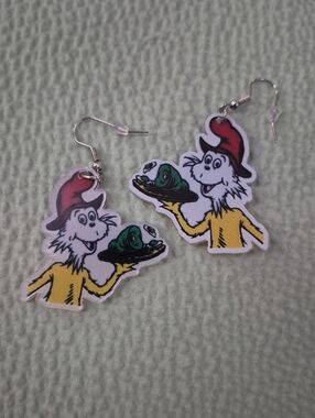 New Dr. Seuss Green Eggs Dangle Earrings